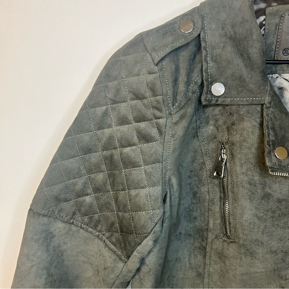 *NWT* Ci Sono by Cavalini Charcoal Gray Vegan Leather Moto Jacket, Size XL - Picture 3 of 10